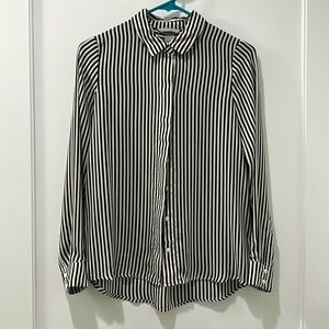 H&M black and White Stripe Blouse in Size 4